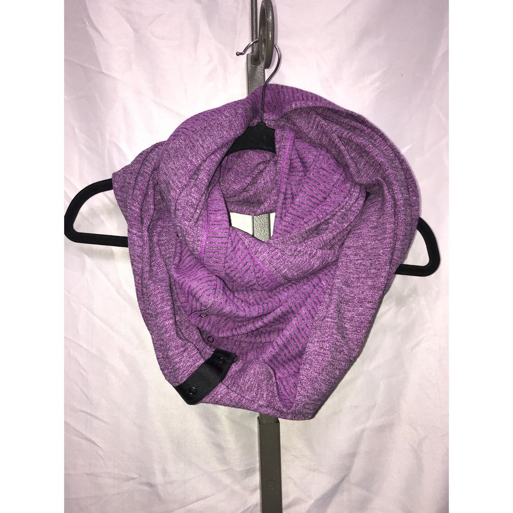 Lululemon Athletica Infinity Scarf Wrap Purple Grey Stripe Snap Closure
